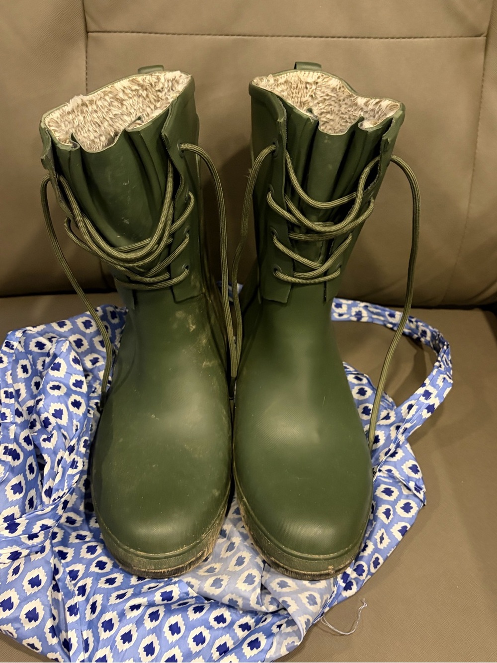 Bogs Olive Green Lace-Up Insulated Waterproof Boots